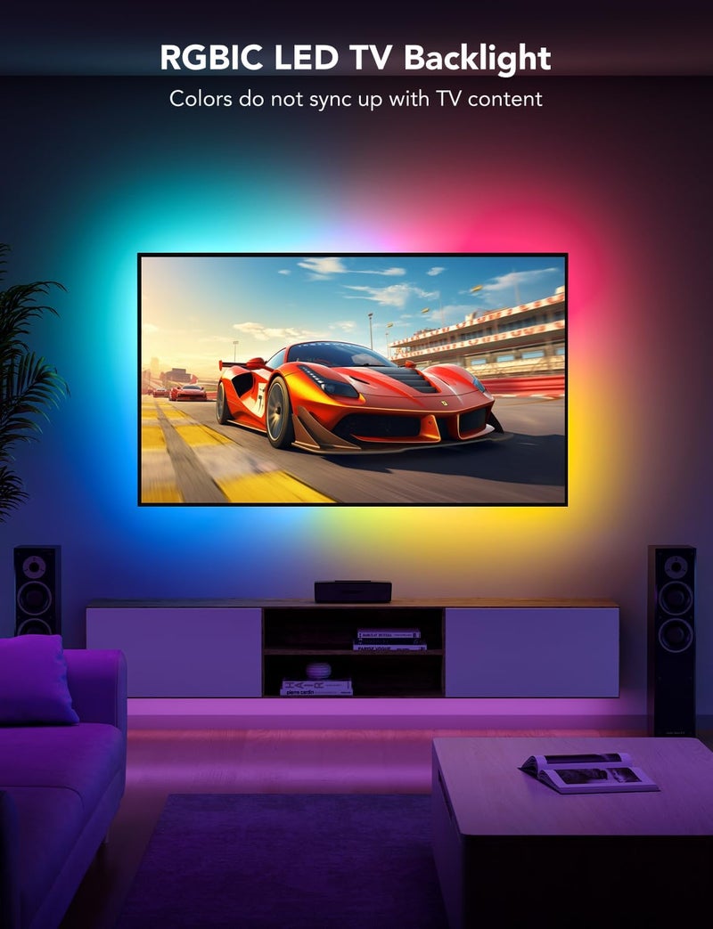 Govee TV LED Backlight Strip, RGBIC Smart LED Backlight for 40-50inch TVs, Music Sync, Wi-Fi Bluetooth & App Control, Works with Alexa & Google Assistant, 77 Scene Modes, Adapter - Image 2